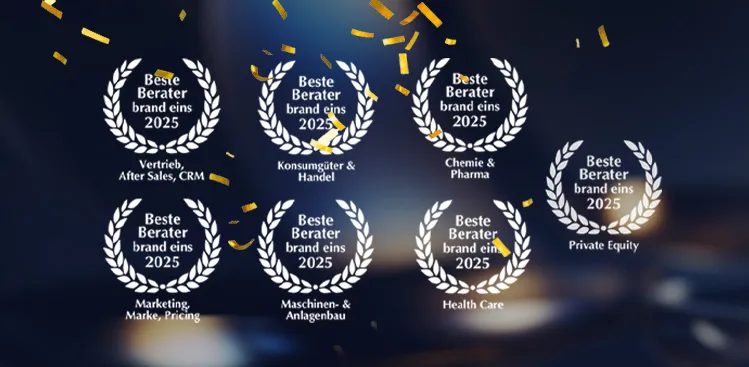 Auszeichnungen als Beste Unternehmensberater 2025 für Prof. Roll & Pastuch von brand eins