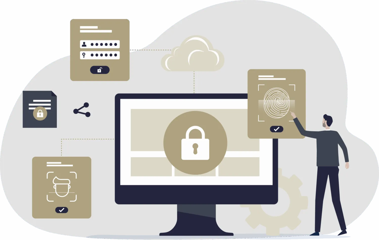Darstellung von digitaler Datensicherheit auf einem PC