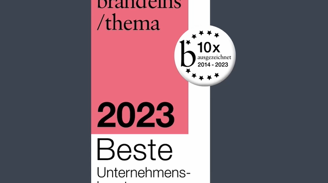 Auszeichung von brand eins und Statista "Beste Unternehmensbetrater" 2023